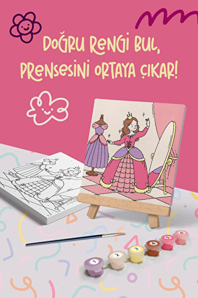 Mind & Play Prenses Giyinme Odası Temalı Şövale Tuval Boyama Seti | Ahşap Şöv...