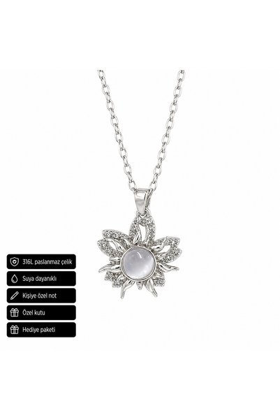 HER ŞEY NOTA www.herseynota.com Sunflower Design 316L Stainless Steel Necklac...