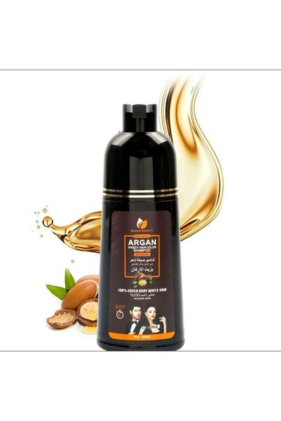 genric MZ SAADA BEAUTY شامبو صبغ الشعر الأسود الطبيعي بزيت الأرغان 400 مل