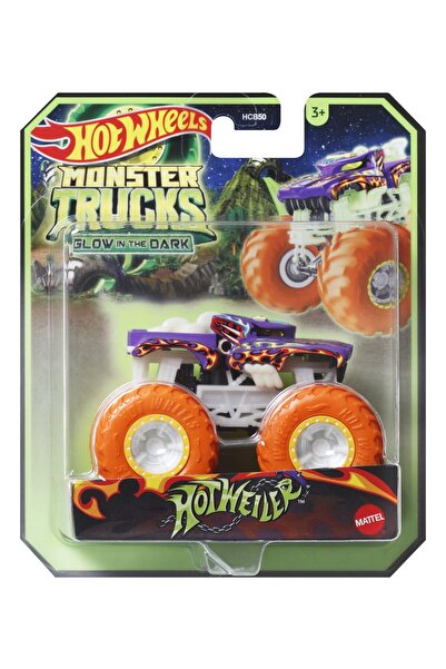 mattel HOT WHEELS MONSTER TRUCK GLOW IN THE DARK MASINUTA HOTWEILER SCARA 1:64