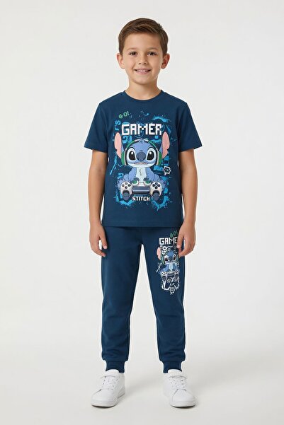 Cansın Mini Σκούρο μπλε μπλουζάκι με στάμπα χαρακτήρων gamer και αθλητική φόρ...