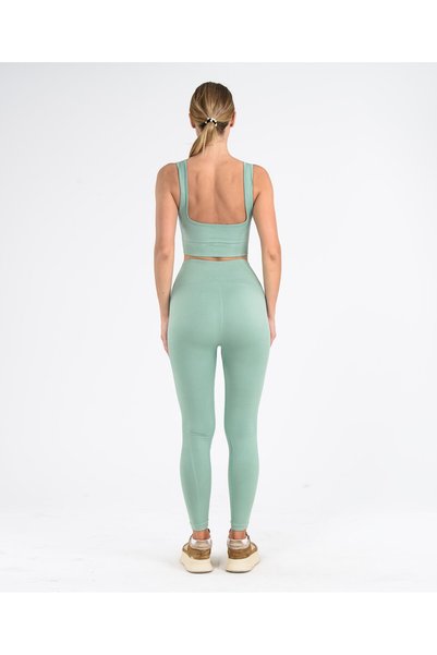 Leepsy Form Seamless Non-Marking Flexible Gathering Pad Supported Sports Leggings & Bra Top and Bottom Set