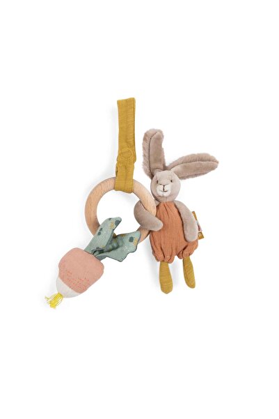 Moulin Roty Jucarie bebe inel lemn cu iepuras,