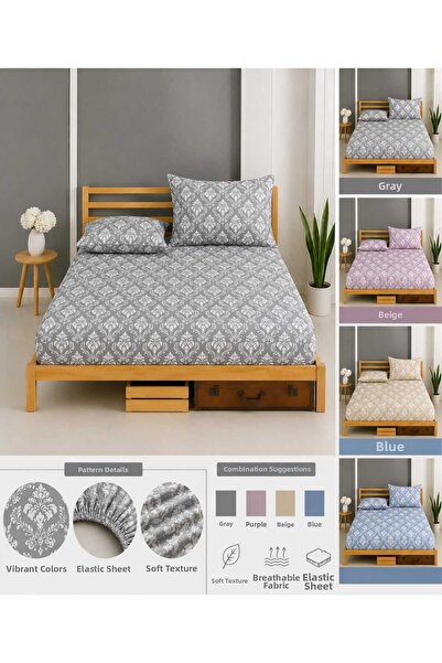 Altıntaş soft Σετ ελαστικών σεντονιών με διπλό μαξιλαροθήκη, βαμβακερό σχέδιο...