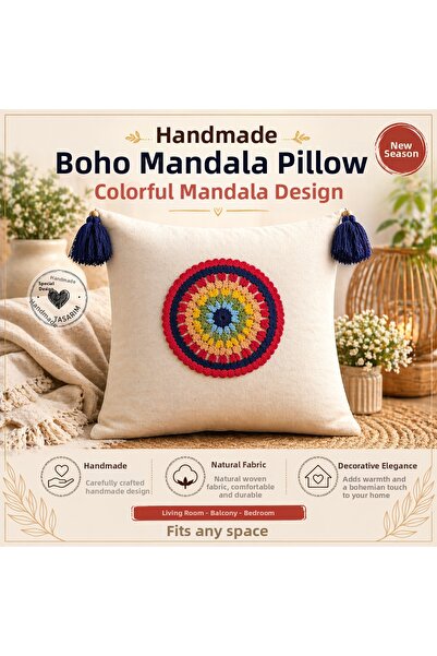 Sister Home Design Boho Mandala Throw Pillow Cover Handmade Natural Fabric Co...