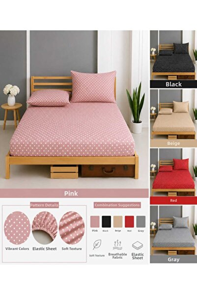 Altıntaş soft Σετ σεντόνια διπλού μεγέθους με μαξιλαροθήκη, βαμβακερό πουά, μ...