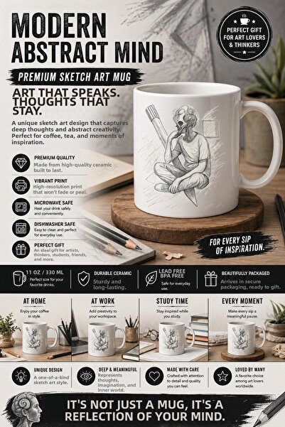 Rabona Fashion Modern Abstract Mind – Premium Sketch Art Mug