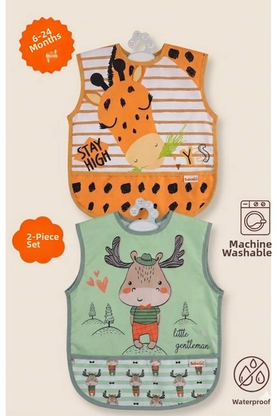 Retro Women Waterproof Baby Bib with Boy Figure