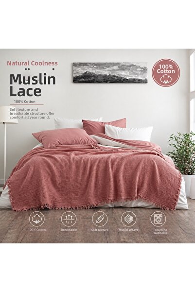 DüşEvi 4 Layer Muslin 100% Cotton Pique - Bedspread - Tv Blanket 200X220