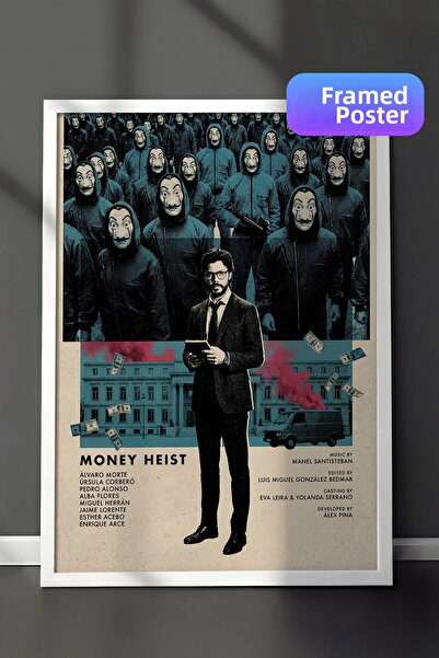 Postifull Αφίσα Money Heist με λευκό πλαίσιο, Πίνακας κινηματογράφου και τηλε...