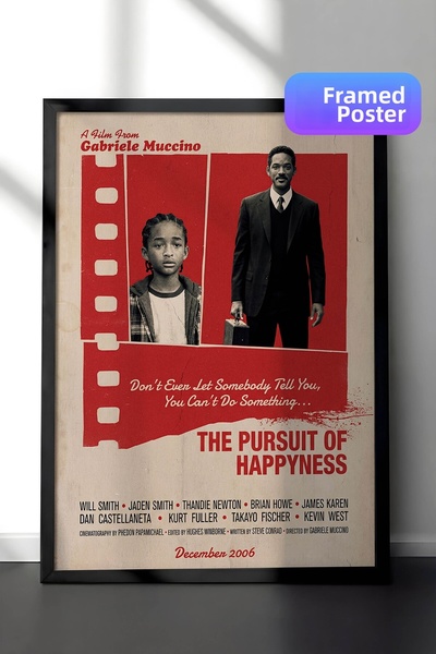 Postifull Η αναζήτηση της ευτυχίας Αφίσα με μαύρο πλαίσιο, Πίνακας Κινηματογρ...