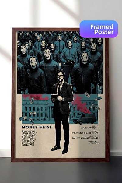 Postifull Αφίσα Money Heist με καφέ πλαίσιο, Πίνακας κινηματογράφου και τηλεο...