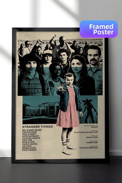 Postifull Αφίσα Stranger Things με μαύρο πλαίσιο, Πίνακας κινηματογράφου και ...