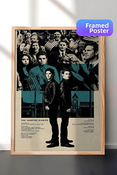 Postifull The Vampire Diaries Ξύλινη Αφίσα με Κορνίζα, Πίνακας Κινηματογράφου...