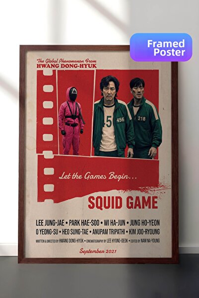 Postifull Αφίσα Squid Game με καφέ πλαίσιο, Πίνακας Κινηματογράφου και Τηλεοπ...