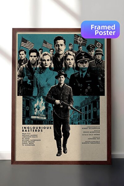 Postifull Αφίσα Inglourious Basterds με καφέ πλαίσιο, Πίνακας Κινηματογράφου ...