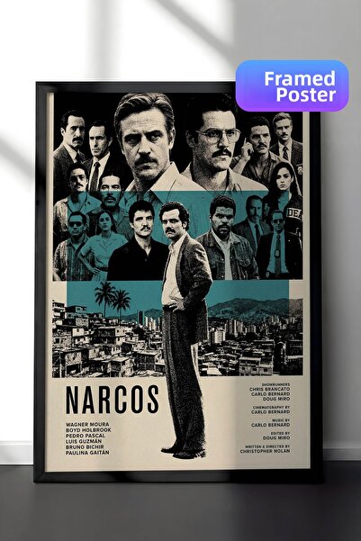 Postifull Αφίσα Narcos με μαύρο πλαίσιο, Πίνακας Κινηματογράφου και Τηλεοπτικ...