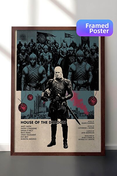 Postifull Αφίσα House of the Dragon με καφέ πλαίσιο, Πίνακας Κινηματογράφου κ...
