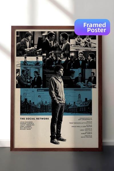 Postifull The Social Network Αφίσα με καφέ πλαίσιο, Πίνακας Κινηματογράφου κα...