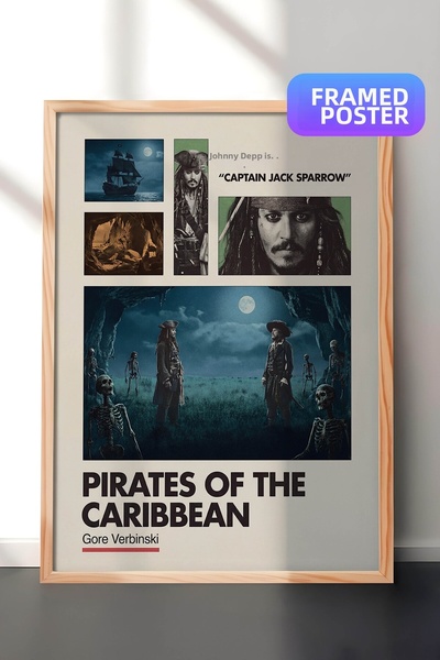 Postifull Πειρατές της Καραϊβικής Ξύλινη Αφίσα με Κορνίζα, Πίνακας Κινηματογρ...