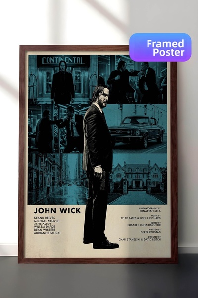 Postifull Αφίσα με καφέ πλαίσιο John Wick, Πίνακας κινηματογράφου και τηλεοπτ...