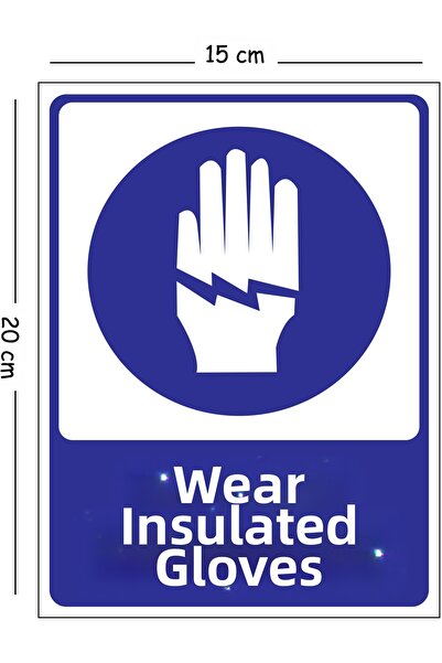 Mayeka Metal Insulating Gloves Wear 15X20 cm Warning Work Safety Sign