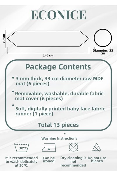 Econice American Service, New Season 6-Piece Green Color Supla and Runner Cover Retro Set