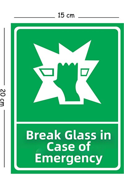 Mayeka Metal Break Glass in Case of Emergency 2 15X20 cm Warning Work Safety ...
