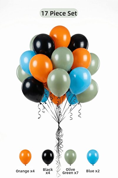 BALOMİS Avengers Themed Balloon Set Mildew Green Black 17 Pieces Boy's Birthd...