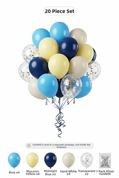 BALOMİS Baby Welcome Balloon Set Macaron Yellow Sand White 20 Pieces Hospital...