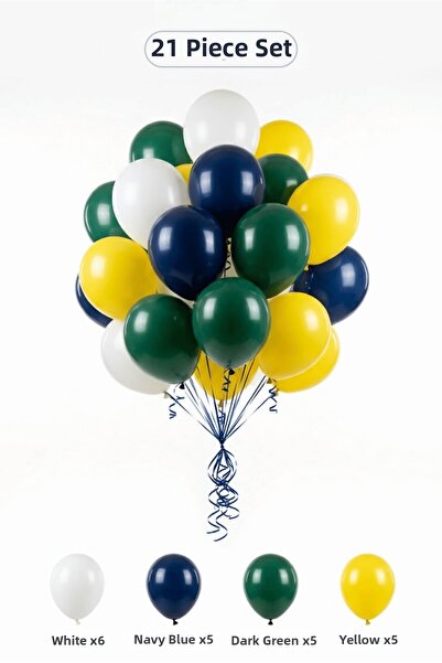 BALOMİS Police Themed Balloon Set White Midnight Blue 21 Pieces Boy's Birthda...