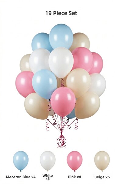 BALOMİS Magic Themed Balloon Set Sand White Macaron Blue 19 Pieces Girls Birt...