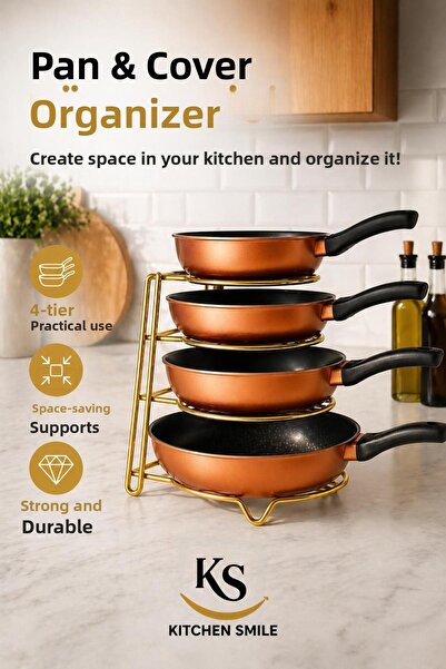 Kitchen Smile Μεταλλική ανοξείδωτη σχάρα οργάνωσης τηγανιών
