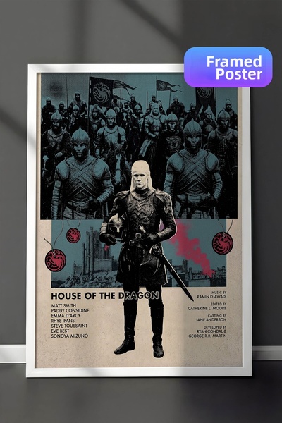 Postifull Αφίσα House of the Dragon με λευκό πλαίσιο, Πίνακας Κινηματογράφου ...