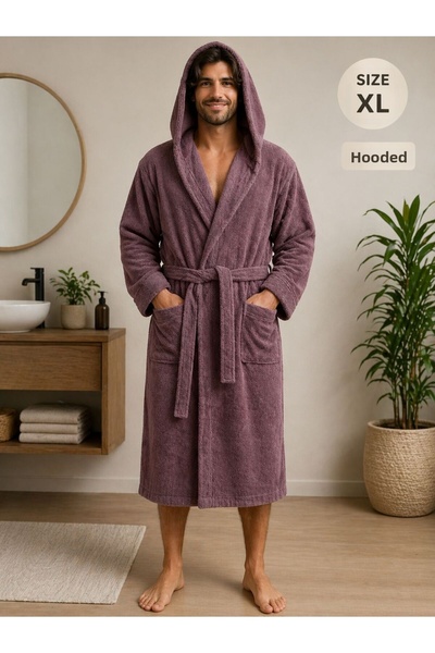 MADAMİN HOME Purple Hooded Bathrobe