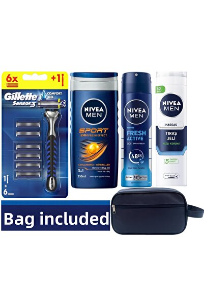Gillette Сензор3 Самобръсначка + 6 резервни ножчета за бръснене + Душ гел + Д...