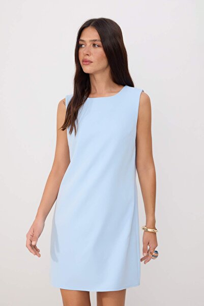 Συλλογή Trendyol Ανοιχτό μπλε ίσιο κοντό/μίνι υφαντό φόρεμα TWOSS19FG0063
