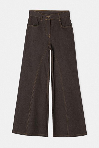 Drop by TrendyolMilla Smeđe likra uske lepršave traper pantalone TDRSS26PL00031