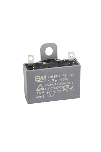 Genel Markalar CBB61-P2 1.5uF 450V Kablolu Kutulu Daimi Kondansatör