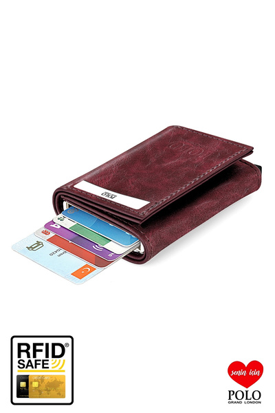 POLOGRAND London Γνήσιο πορτοφόλι Unisex με αυτόματο μηχανισμό με θήκη για κά...