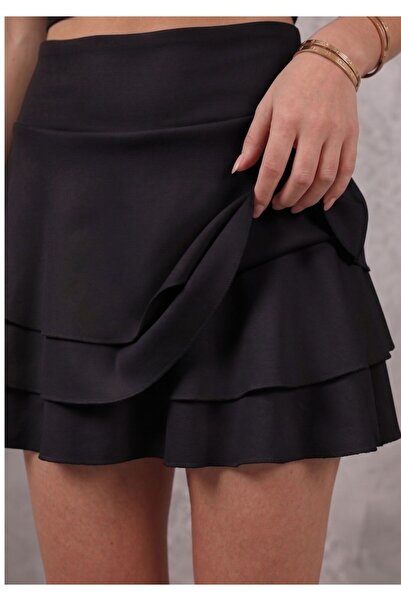 WAYS Kadın Siyah Mini Spor Şort Etek