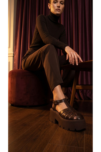 inizio Γυναικεία Σανδάλια Καφέ Χοντρή Σόλα P9025