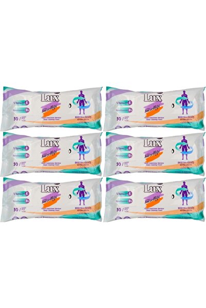 LUX مناديل مبللة لتنظيف الجسم للبالغين، 50 ورقة مقاس XL (مجموعة من 6 قطع)