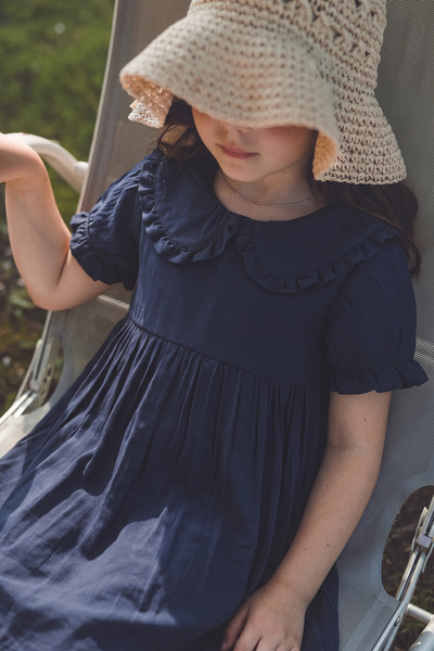 Cigit Modal φόρεμα με γιακά 2-10 ετών Navy Blue