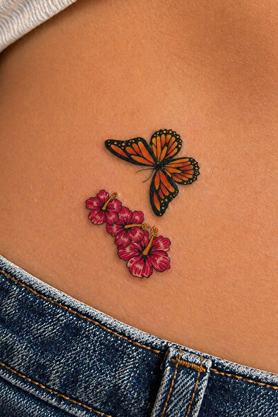 TAKIŞTIR Geçici Kelebek Ve Çiçek Figürlü Mini Dövme Tattoo