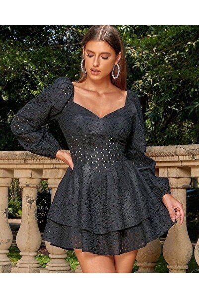 Estilo Μίνι φόρεμα Lorenzo Brode με λεπτομέρεια φιόγκου και κορσέ - Με μανίκι...