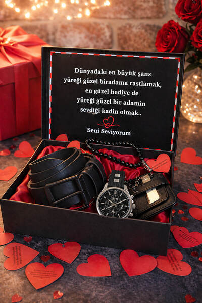 expreshediye Erkek Sevgiliye Hediye Seti – Kemer, Kartlık-Cüzdan, Tesbih & Sa...