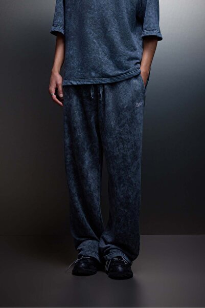 Slatra Men's Anthracite Basic Washed Effect Baggy Tracksuit