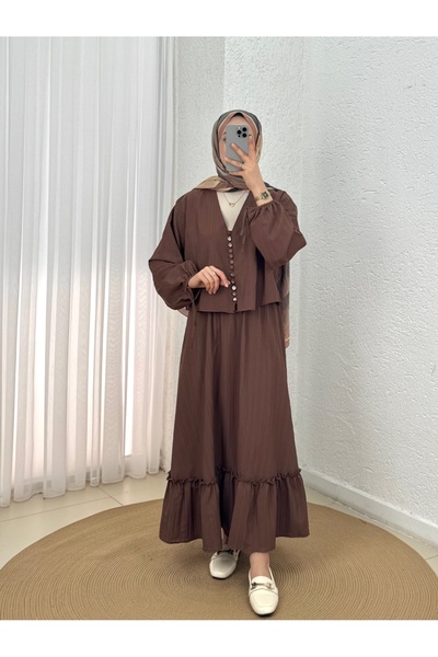 MİHRA STORE Ascona Φούστα με κορδόνια και κουμπιά σε όλο το μήκος με βολάν Du...