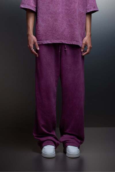 Slatra Ανδρική φόρμα με εφέ βασικής πλύσης σε χρώμα μούρι